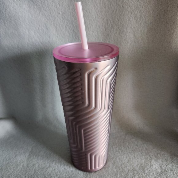Starbucks Coffee Tumbler 24 oz Pink Purple Stainless Geometric Valentines 2025 - Picture 5 of 8
